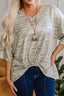 Leopard Print Half Sleeve V Neck Loose Fit T Shirt
