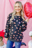 And The Why Kiss Pink Foil Allover Print Pullover Sweatshirts