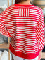 Stripe Christmas Nutcracker Sequin Patched Drop Shoulder Top