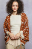 POL Open Front Floral Pattern Crochet Cardigan