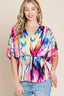 BOMBOM Peplum Surplice Batwing Sleeve Blouse