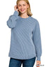 Zenana Full Size Raised Rib Round Neck Long Sleeve Top Plus Size