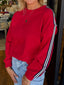 Contrast Striped Detail Varsity Sweatshirt