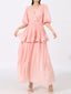 Layered Surplice Puff Sleeve Maxi Dress