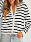 Striped Button-Up Cardigan
