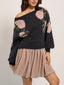 Floral Boat Neck Long Sleeve Sweater