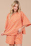 Ces Femme Checkered Round Neck Top and Shorts Set