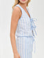 Tie Front Striped Vest and Pants Set