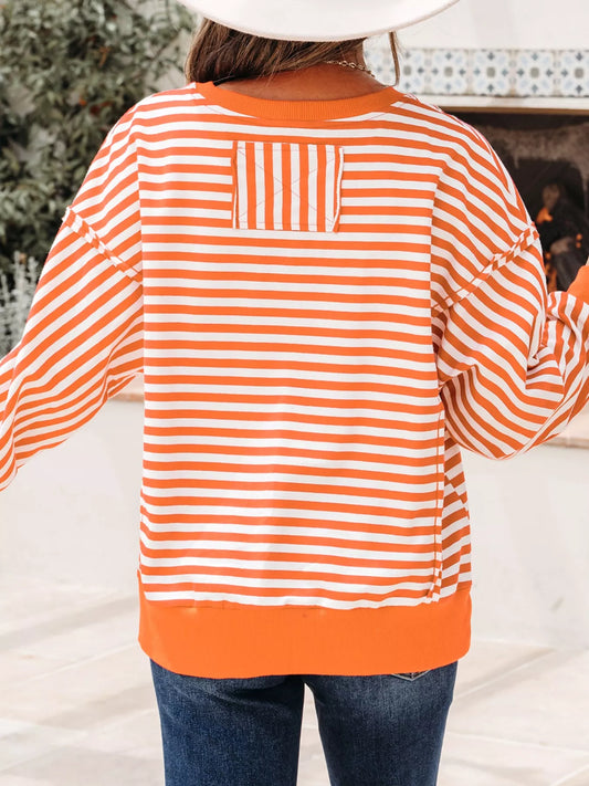 Striped Long Sleeve Casual Sweatshirt