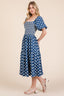 GeeGee Floral Embroidered Smocked Puff Sleeve Tiered Midi Dress