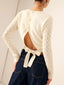 Cutout Bow Back Texture Round Neck Sweater