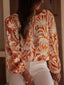Printed Tie Back Balloon Sleeve Blouse