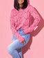 Heart Round Neck Long Sleeve Sweater