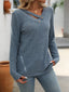 Ribbed Knit Long Sleeve Button Detail T-Shirt