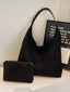 Solid Color Suede Tote Bag