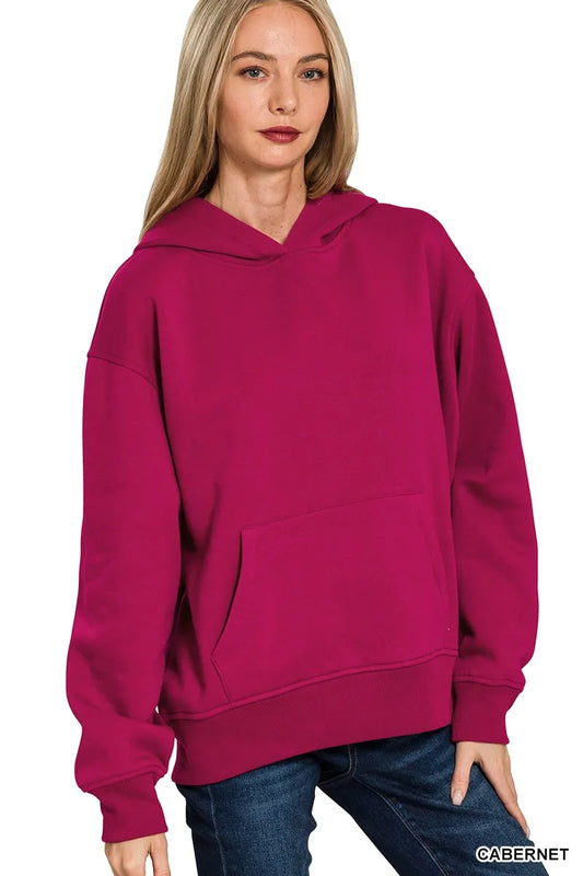 Zenana Fleece Kangaroo Pocket Hoodie