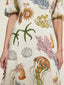Printed Round Neck Puff Sleeve Dress