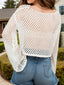 Openwork Round Neck Long Sleeve Cover Up