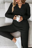 Notched Long Sleeve Top and Pants Set