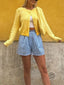 Cropped Button-Front Sweater Cardigan