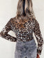 Leopard Print Sheer Mesh Blouse