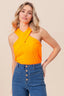 BiBi Rib Knit Cross Neck Banded Top