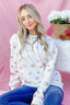 And The Why Kiss Pink Foil Allover Print Pullover Sweatshirts