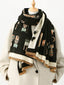 Cute Cat Pattern Raw Hem Scarf