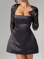 Tie Back Lace Long Sleeve Mini Dress