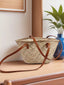 Woven Straw Shoulder Bag with Leather Accents