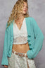 POL V-Neck Long Sleeve Cardigan with Exaggerated Buttons
