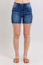 Judy Blue Full Size 2 Button Mid Length Dad Denim Shorts Plus Size