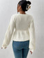 Scalloped V-Neck Drawstring Knit Top