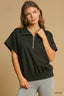 Umgee Full Size Half-Zip Short Sleeve Top Plus Size
