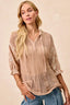 BiBi Jacquard Flower Puff Sleeve Hooded Knit Top