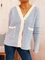 Striped Button-Front Cardigan with Contrast Trim
