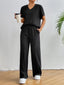 V-Neck Short Sleeve Top and Pants Set