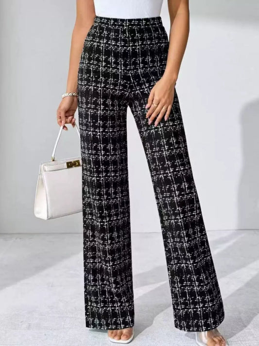 Plaid Wide Leg Pants