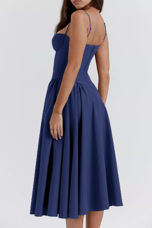 Sweetheart Neck Ruched Midi Dress