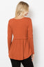 Be Stage Full Size Texture Babydoll Round Neck Long Sleeve Knit Top