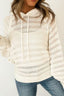 Drawstring Openwork Long Sleeve Knit Hooded
