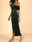 Off-Shoulder Wrap Dress with Side Slit
