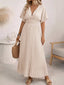 Pleated V-Neck Midi Dress