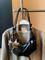 Crescent-Shaped Leather Shoulder Bag