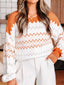 Zigzag Geometric Pattern Round Neck Sweater