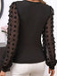 Mesh Sleeve Ribbed V-Neck Top