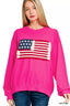 Zenana French Terry American Flag Pullover
