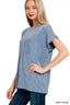 Zenana Raised Rib Front Pocket Boxy Top