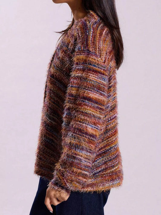 Textured Knit Button-Down Cardigan