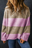 Color Block Round Neck Long Sleeve Sweater